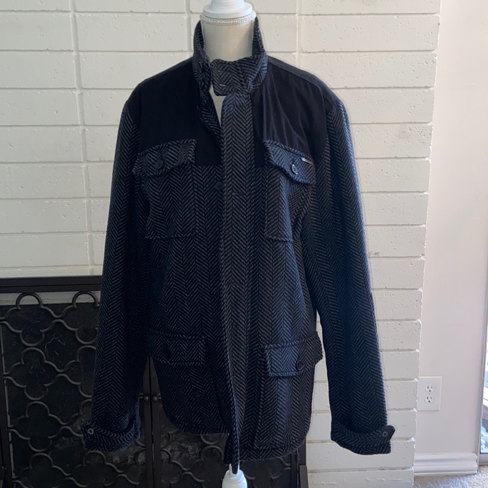 Guess Herringbone Wool Coat